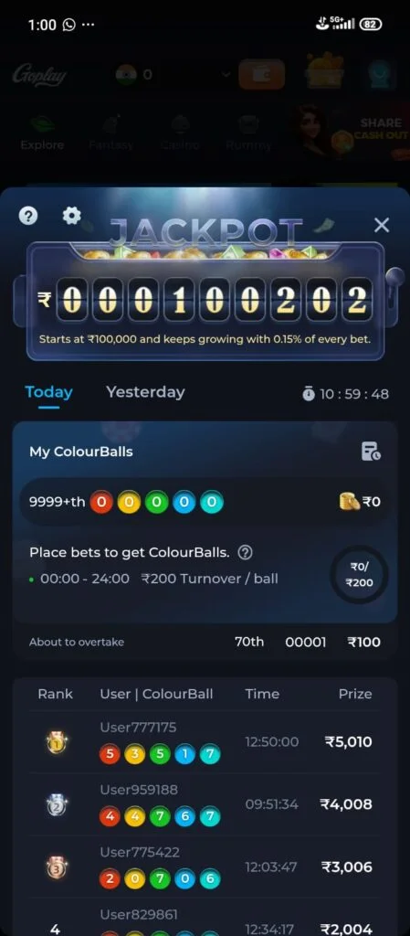 Goplay11 APK login screen with mobile number OTP verification Android app